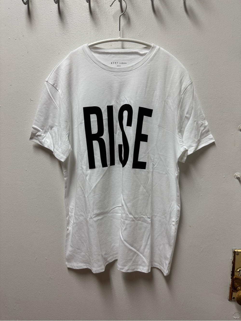 White 'RISE' Graphic Crew Neck Tee